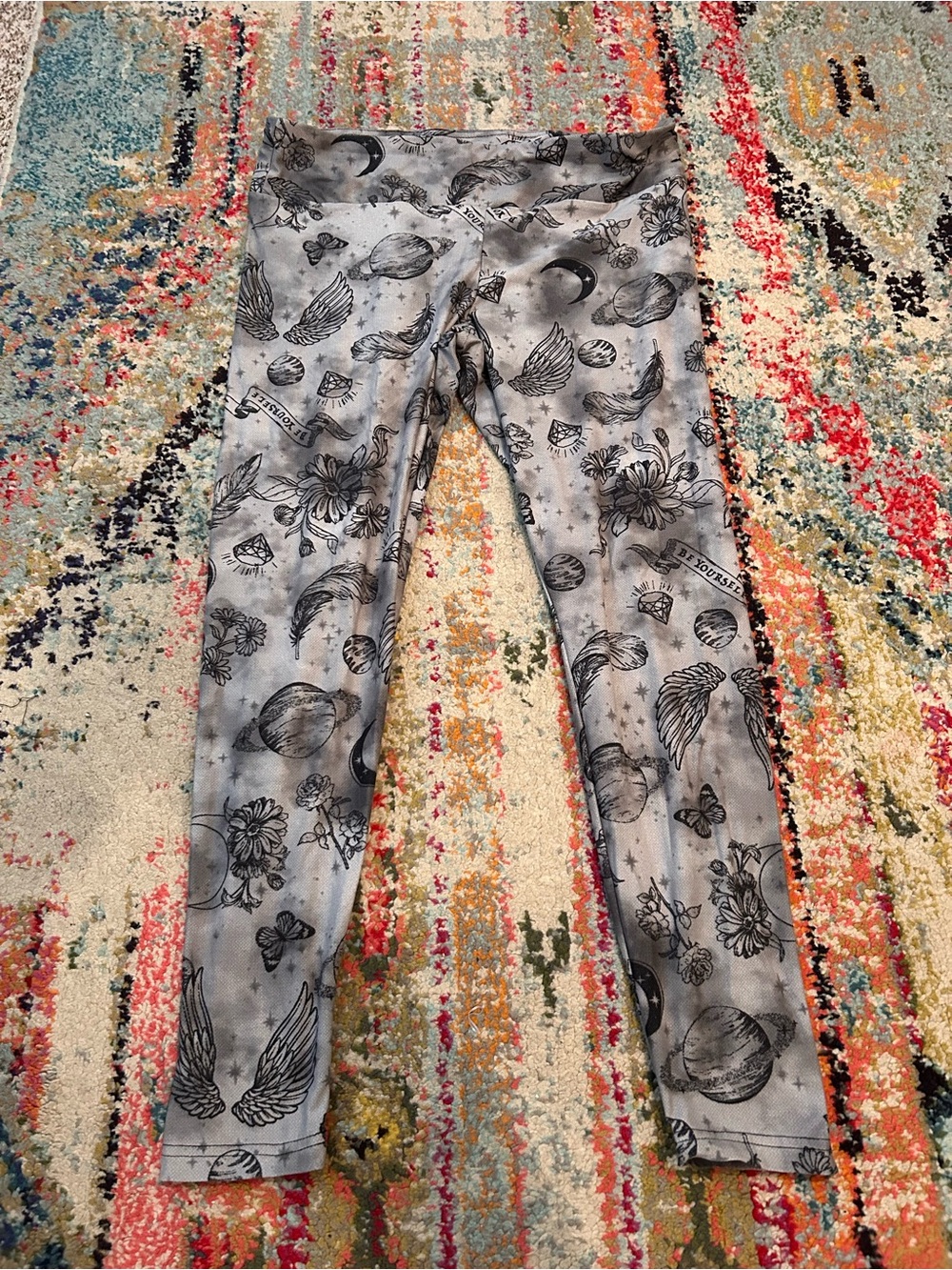 No Boundaries Gray Space & Floral Leggings